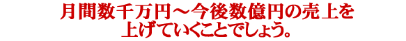PPC・月間数千万円～今後数億円の売上を上げていくことでしょう。